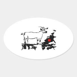 Ziegengesteine Vietnamesisch Jahr Zodiac Oval S Ovaler Aufkleber