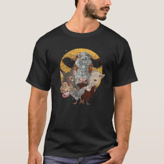 Ziegenhähnchen Kuh Land Bauer Zuchtbetrieb T-Shirt