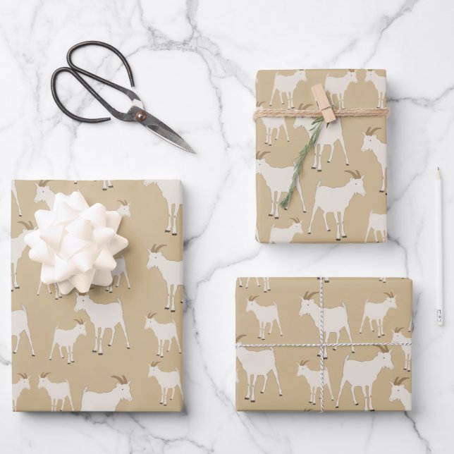 Ziegenhaltung Muster Geschenkpapier Set (Vorderseite)