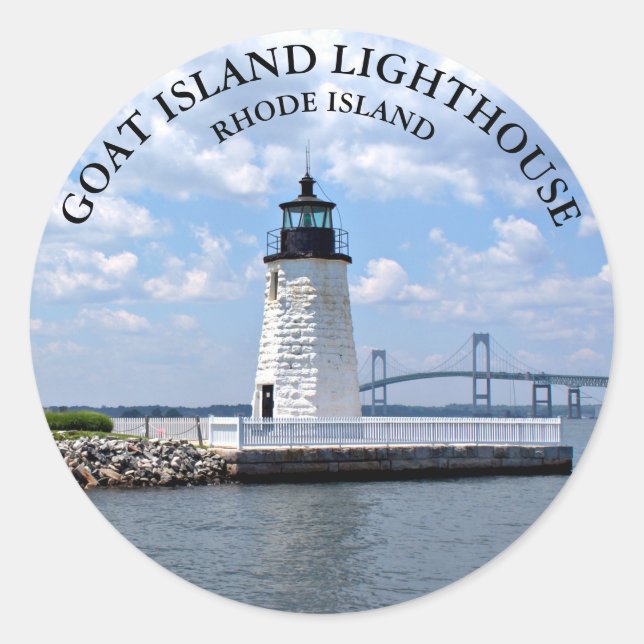 Ziegeninsel Leuchtturm Rhode Island Round Stickers (Vorderseite)