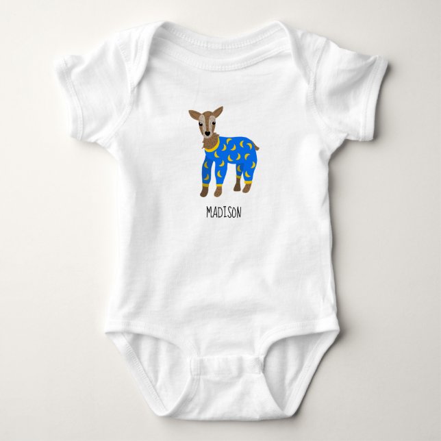 Ziegenkleidung Pajamas Illustration Personalisiert Baby Strampler (Vorderseite)
