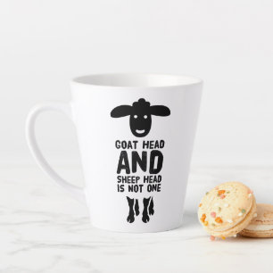 Ziegenkopfkurbel mit schwarzem Text Milchtasse