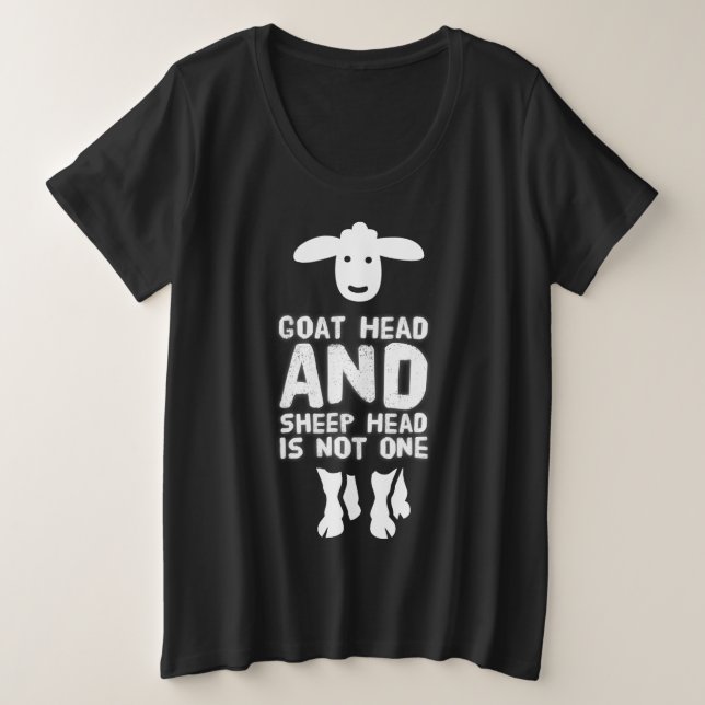 Ziegenkopfziffer mit weißem Text Große Größe T-Shirt (Design vorne)