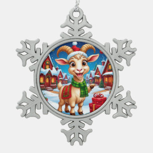 ❄️ Ziegenliebhaber Weihnachtsgeschenk Jahr der Zie Schneeflocken Zinn-Ornament