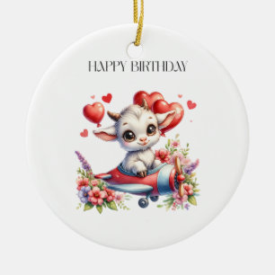 Ziegenpilot Geburtstag Keramik Ornament