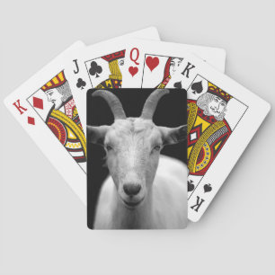 Ziegenportrait in Schwarz-Weiß Spielkarten
