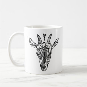Ziegenportrait mit Herz-Tasse Kaffeetasse