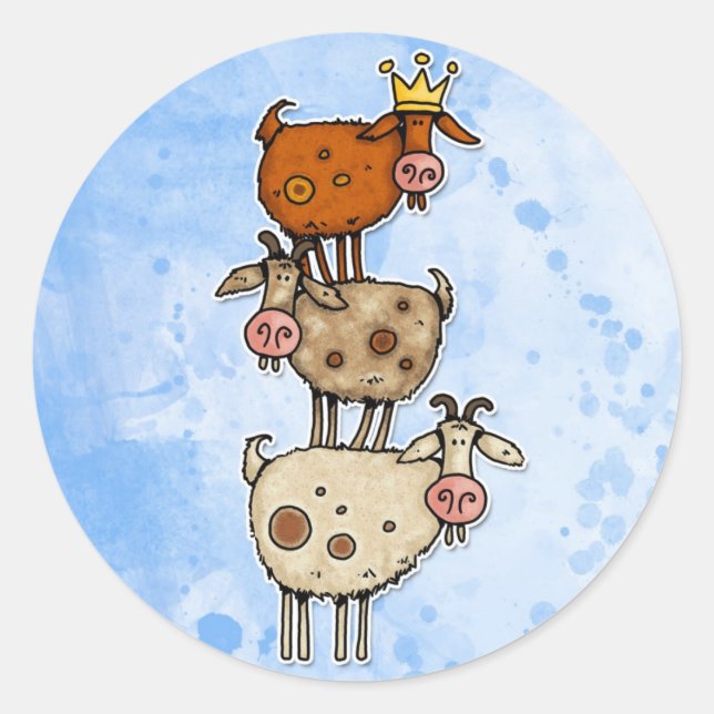 Ziegenstapel Runder Aufkleber (Vorderseite)