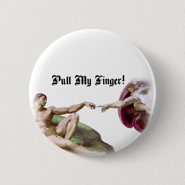 Zieh an meinem Finger - Michelangelo Schöpfung Far Button (Vorderseite)