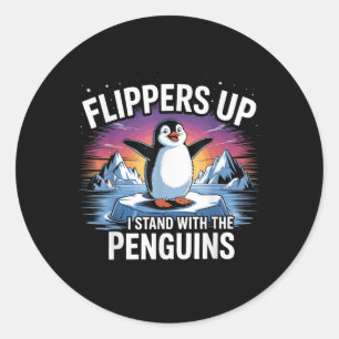 Zieh mich auf, mit den Pinguinen lustige Trump Runder Aufkleber