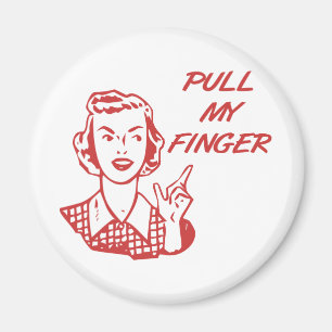 Ziehen Sie meinen Finger Retro Hausfrau Red Magnet