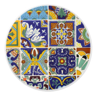 Ziehen Sie Talavera Tile Image Keramik Knoblauch Keramikknauf
