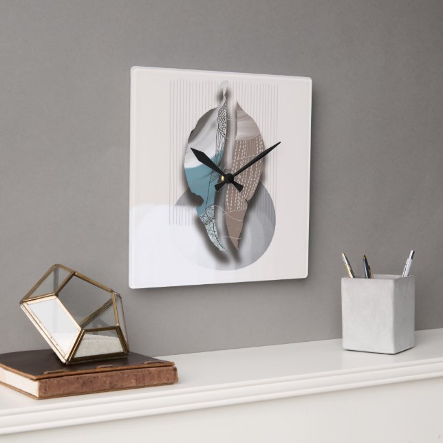 Ziel_8_Herbstblätter_1 Quadratische Wanduhr (Büro)