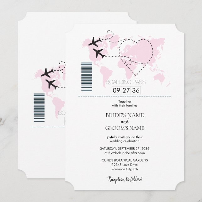 Ziel Boarding Pass Hochzeit Einladungen (Vorne/Hinten)