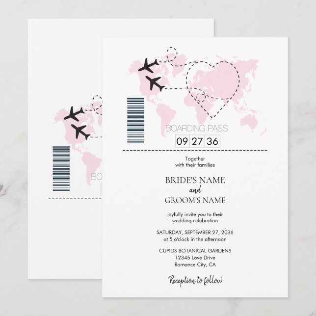 Ziel Boarding Pass Hochzeit Einladungen (Vorne/Hinten)