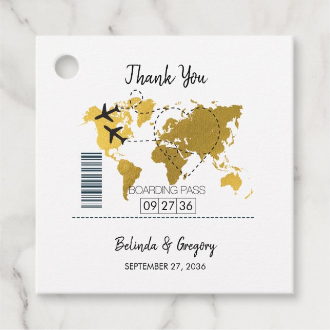Ziel Boarding Pass Wedding Geschenk Geschenkanhänger (Vorderseite)