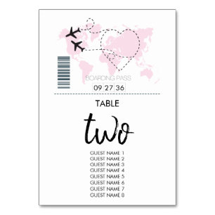 Ziel Boarding Pass Wedding Guest Names Tischnummer