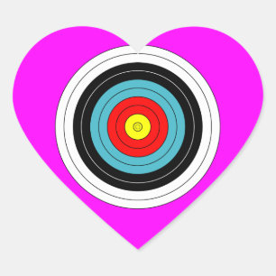 Ziel des SportBogenschießens im rosa Herz Herz-Aufkleber