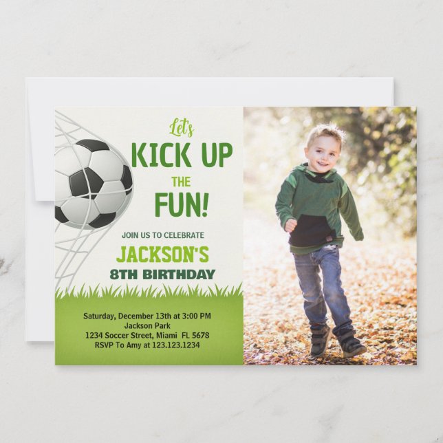 Ziel! Einladung zum Fußball zum Geburtstag mit Fot (Vorderseite)