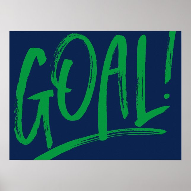 Ziel! Fußball Hockey blau grüne Sportart Poster (Vorne)