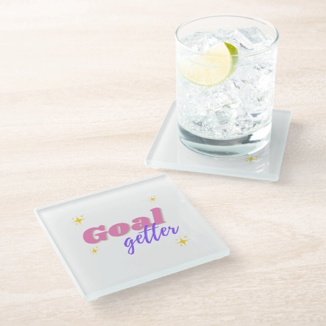 Ziel Getter Glasuntersetzer (Schrägansicht)