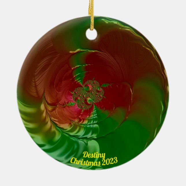 ZIEL ~ Glossy Red and Green Christmas 2023 Keramik Ornament (Hinten)