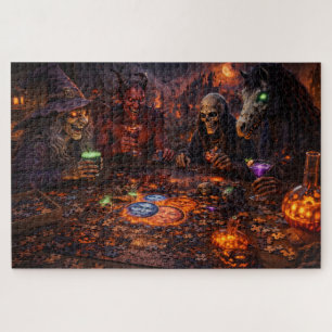 Ziel-Nacht ausgehen gruselige Hexe und Skelett Fan