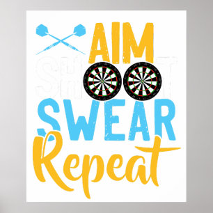 Ziel Schieß Fluch Wiederhole Dart-Shirt Retro Vint Poster