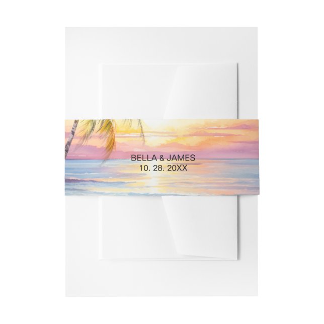 Ziel Sonnenuntergang Hochzeit Einladungsbanderole (Vorderseite Beispiel)
