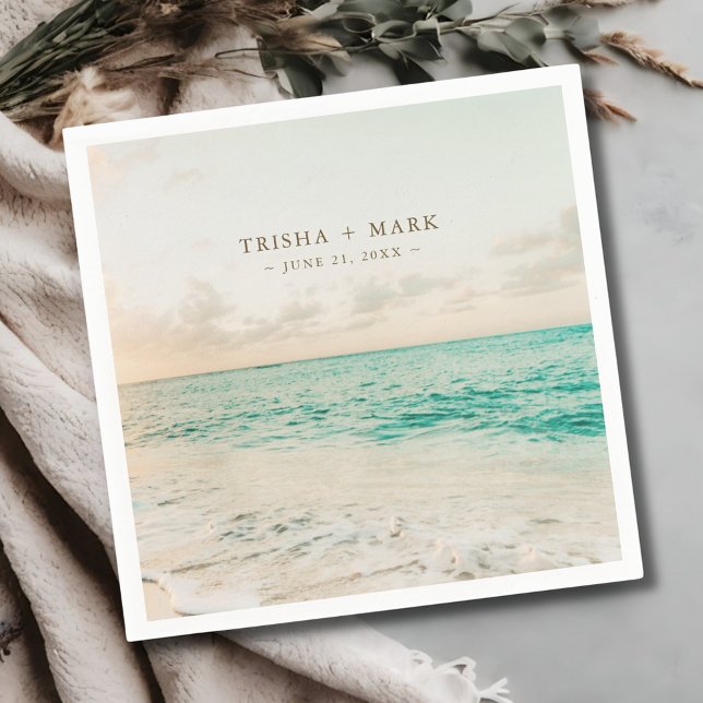 Ziel Sonnenuntergang Hochzeit Serviette (Destination Sunset Beach Wedding Napkins)