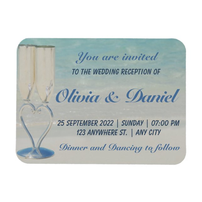 Ziel Strand elegante Hochzeitseinladung Magnet (Horizontal)