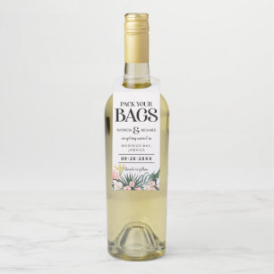 Ziel tropische Hochzeit speichern das Datum Flaschenanhänger