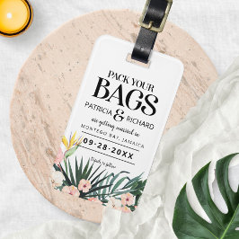 Ziel tropische Hochzeit speichern das Datum Gepäckanhänger