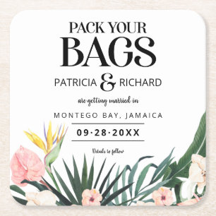 Ziel tropische Hochzeit speichern das Datum Rechteckiger Pappuntersetzer