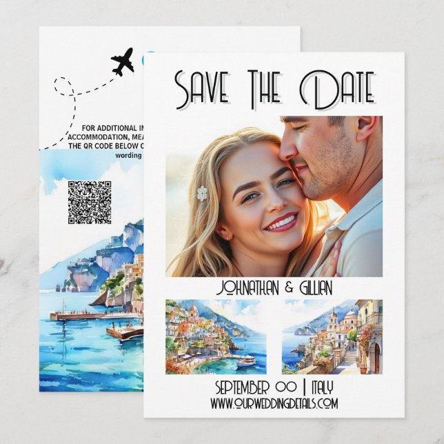 Ziel von Amalfi Save the Date Foto (Vorne/Hinten)