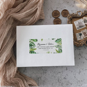 Zieladresse für tropische grüne Hochzeit RSVP Adre Adressaufkleber