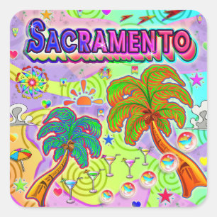 Zielaufkleber für Sacramento-Urlaub Quadratischer Aufkleber