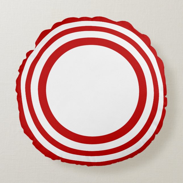Zielbullseye, rot-weißes Rundkissen Rundes Kissen (Vorderseite)