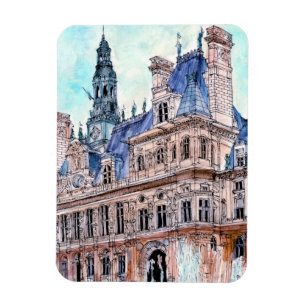 Ziele   Aquarell Rustikales Rathaus Magnet