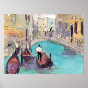 Ziele   Aquarell Venedig Gondelfahrt Poster