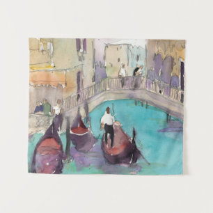 Ziele Aquarell Venedig Gondelfahrt Wandteppich