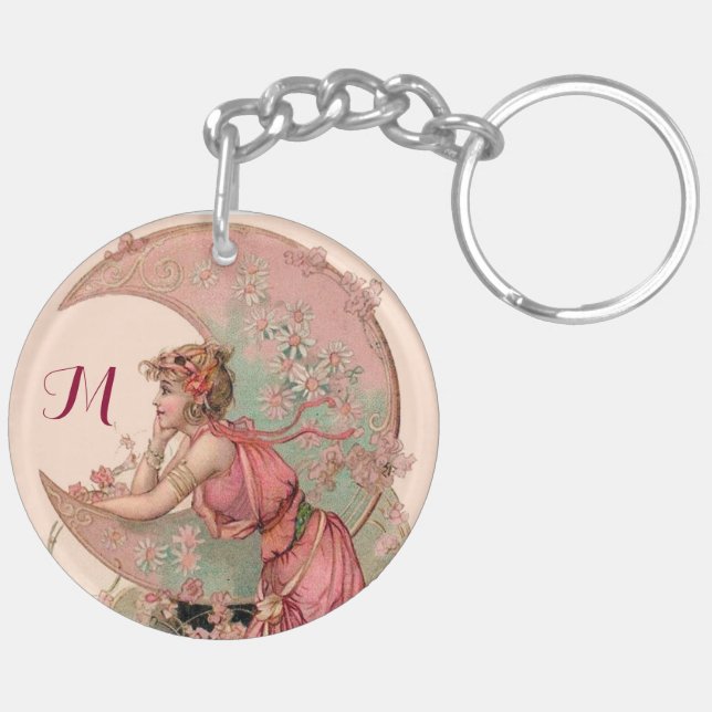 ZIELE/MONDLADY, BLUME IN PINK, MONOGRAMM SCHLÜSSELANHÄNGER (Rückseite rechts)