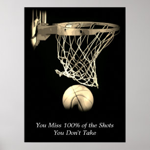 Ziele Motivationszitat Basketball Vintage Sepia Poster