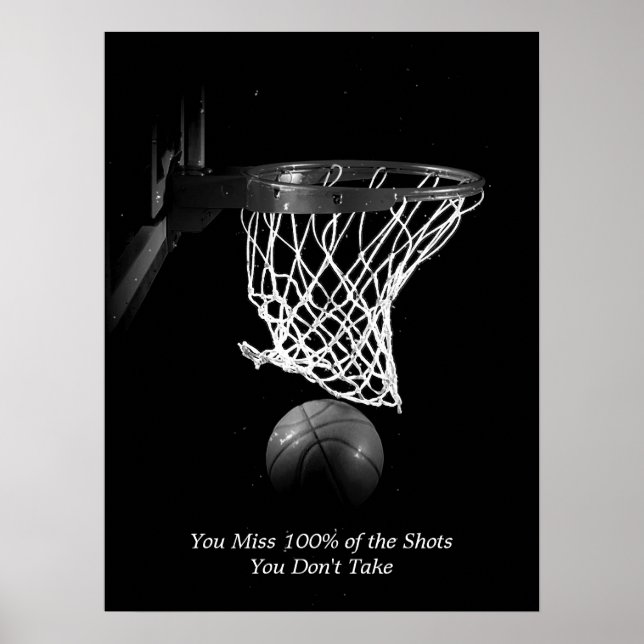 Ziele Motivierend Zitat Basketball Schwarz & Weiß Poster (Vorne)