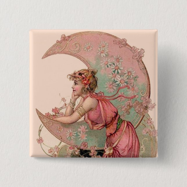 ZIELE/MUNDLADY MIT BLUME IN PINK BUTTON (Vorderseite)