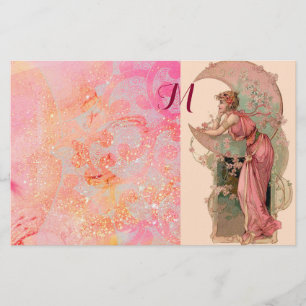 ZIELE/MUNDLADY,PINK FLORAL WIRBEL MONOGRAM BRIEFPAPIER