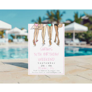 Zielort Geburtstagsparty Weekend Bikini Mode Einladung