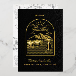 Zielort Hochzeit Reisepass Save the Date Folieneinladung