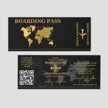 Zielort-Hochzeits-Welt-Boarding-Pass-Einladung