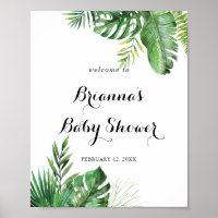Zielort Tropical Greenery Baby Dusche Willkommen
